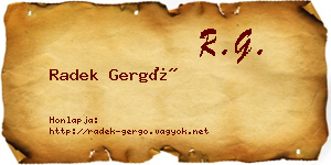 Radek Gergő névjegykártya